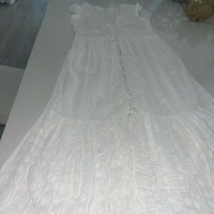 The Peregrine Smocked Ruffle Midi Dress